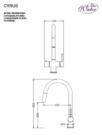 Bateria Trójdrożna Cyrus kolor grafit (Gun Metal)