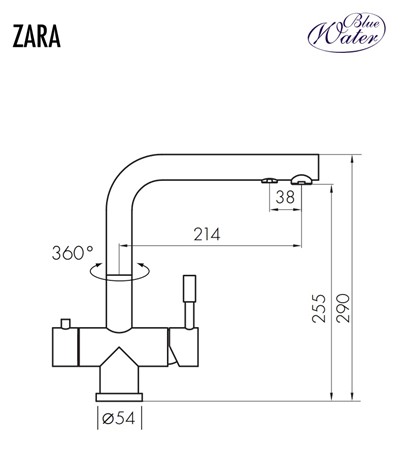 Bateria Trójdrożna Zara - Inox BLUE WATER