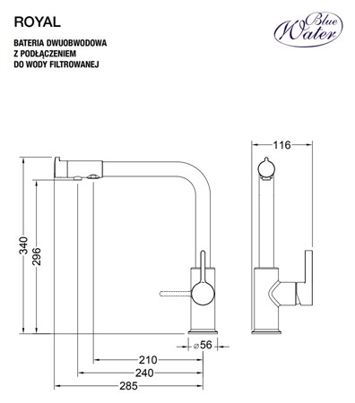 Bateria Trójdrożna Royal- czarny mat