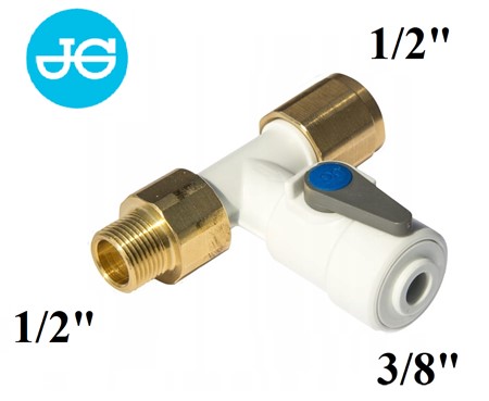 Zawór kątowy odcinający 1/2" GWZ x 3/8" przewód