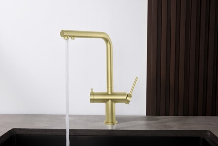 Bateria trójdrożna DELTA mosiądz ant. Blue Water