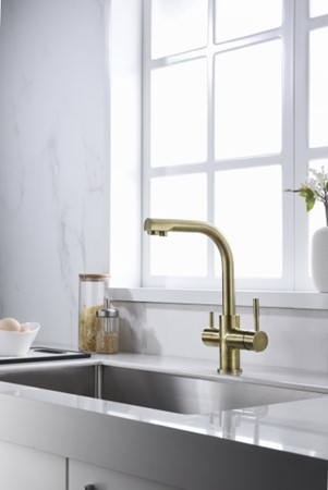 Kran trójdrożny Alabama mosiądz anty Blue Water