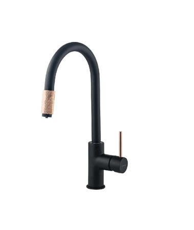 Bateria trójdrożna Deante ASTER czarny mat , miedź