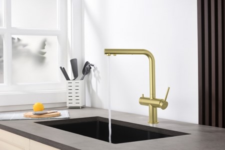 Bateria trójdrożna DELTA mosiądz ant. Blue Water