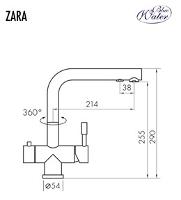 Bateria Trójdrożna Zara - Inox BLUE WATER