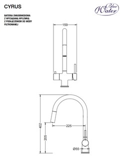 Bateria Trójdrożna Cyrus - Chrom BLUE WATER