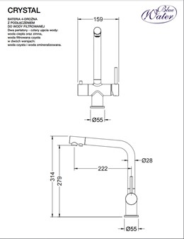 Bateria 4 drożna Crystal - czarny mat