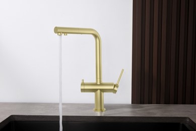 Bateria trójdrożna DELTA mosiądz ant. Blue Water